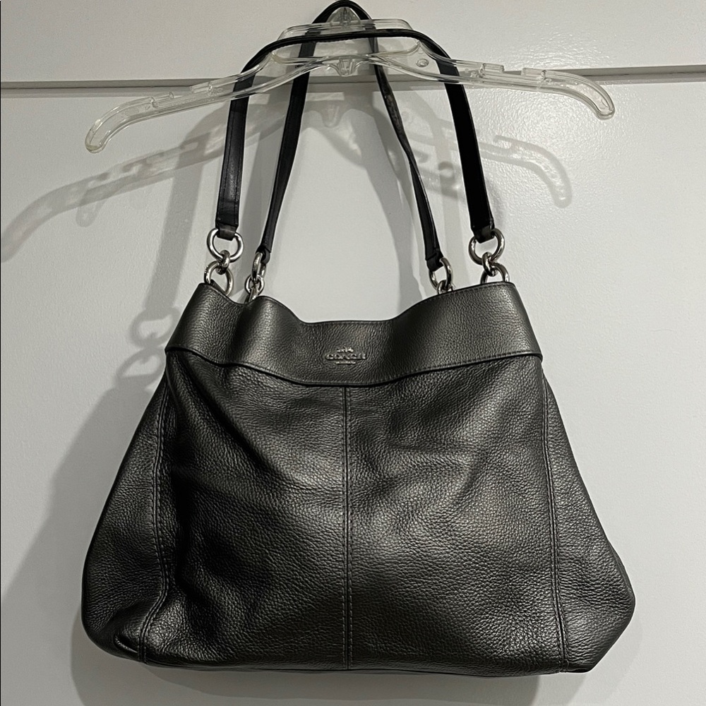 Coach Gray Leather Shoulder Bag
